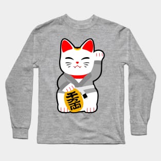 Jiu jitsu maneki neko bjj white belt Long Sleeve T-Shirt